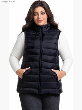 Plus Size Puffer Vest Lightweight Packable Down Alternative Quilted Sleeveless
